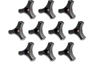 BYSOL 10 Pack Black Plastic Knob 5/16"-18 Three Prong Wing Nut 2 inch Diamete with Through Brass Insertr