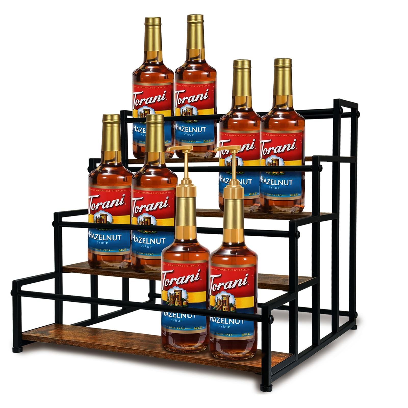 Klxuyuo 4-Tier Coffee Syrup Organizer 20 Bottles Coffee Syrup Rack for ...