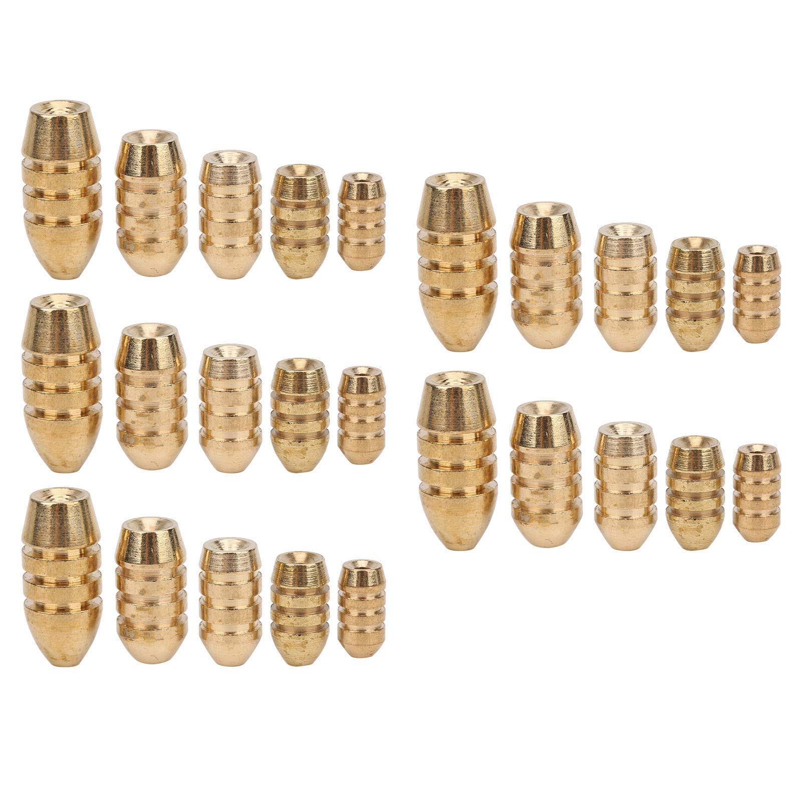 25Pcs Fishing Sinker Flipping Weights Copper Angling Water Drop Weights with Five‑compartment Box