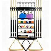 Large Pool Stick Holder Wall Mount, Billiards Pool Cue Rack Ping Pong Paddle Holder, Dart Holder 3-IN-1, Wood Pool Cue Holder Pool Table Accessories Equipment Organizer for Game Room Men Cave- Black