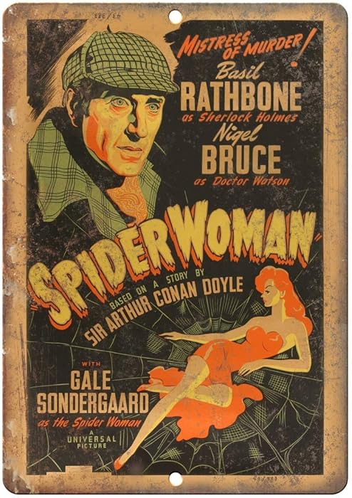 Funny Pub Home Decor Aluminum Metal Sign 12x16in,Spider Woman Sherlock Holmes AS,Park Signs Park Guide Warning Signs Metal for Private PropertyOutdoor Danger Sign