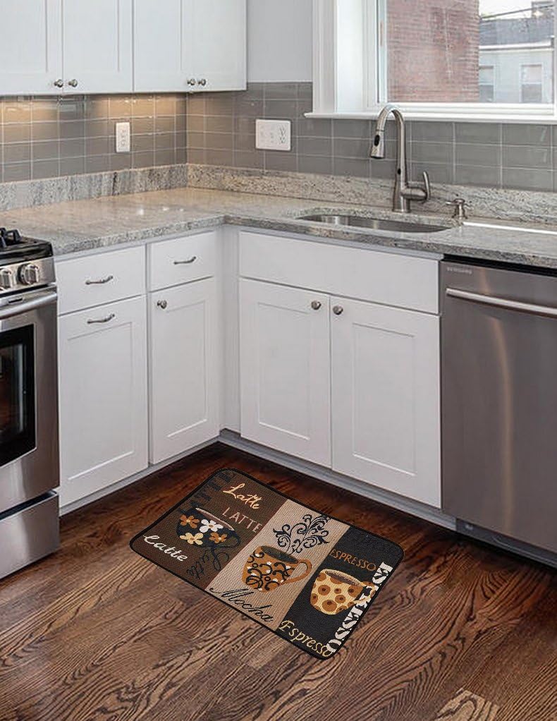 Memory Foam Kitchen Mat - Tapestry Designs - Anti-Fatigue Non-Slip Floor Mat 18" x 28" Kitchen Rug (Latte)