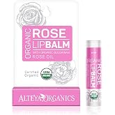 Alteya Organics Rose Lip Balm USDA Organic - 0.16 Oz/ 4.5 g | USDA Organic Rose Lip Balm Hydrates, Nourishes, and Protects Dry Lips with Botanical Oils and Natural Beeswax
