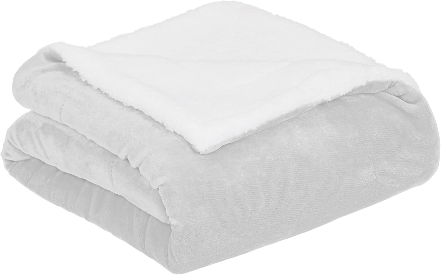 Basics Soft Micromink Sherpa Throw Blanket - Full or Queen, Grey: Home & Kitchen