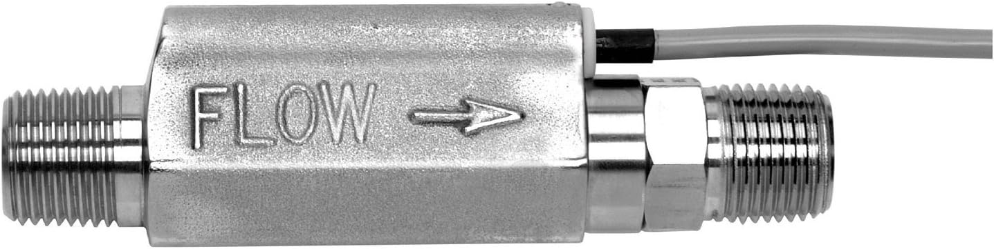 Gems Sensors FS-480 Series Stainless Steel 316 Flow Switch with Low Pressure Drop, Inline, Piston Type, 2 gpm Flow Setting, 3/4" NPT Male