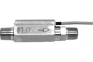 Gems Sensors FS-480 Series Stainless Steel 316 Flow Switch with Low Pressure Drop, Inline, Piston Type, 1 gpm Flow Setting, 1/2" NPT Male