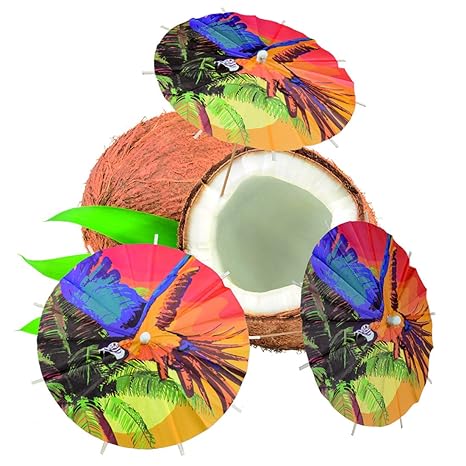 Amakando Papierschirmchen Sommerparty - 18 cm - 6 STK. Cocktailschirmchen Beach Party Tischdekoration Sommerfest Bowle Picker
