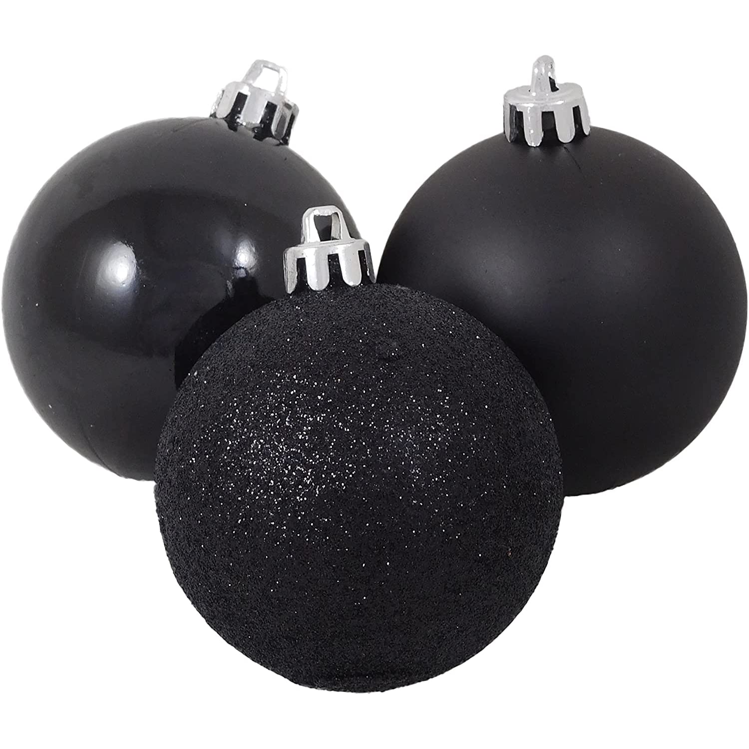 60mm/6Pcs Christmas Baubles Shatterproof Black, Christmas Tree Decorations Ball Ornaments Balls Xmas Hanging Decorations Holiday Decor - Shiny,Matte,Glitter