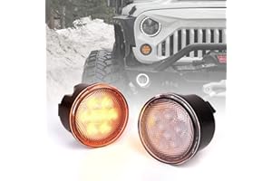 Xprite Amber Clear Lens LED Turn Signal Lights Plug & Play Assembly with Parking Funtion Compatible with 2007-2018 Jeep Wrangler JK & Wrangler Unlimited