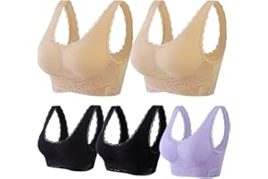 Gamivast Kendally Bras for Women Multi Pack,Corset Bra Front Cross Side Buckle Lace Bras,No Underwire Push Up Bra Sports Bra