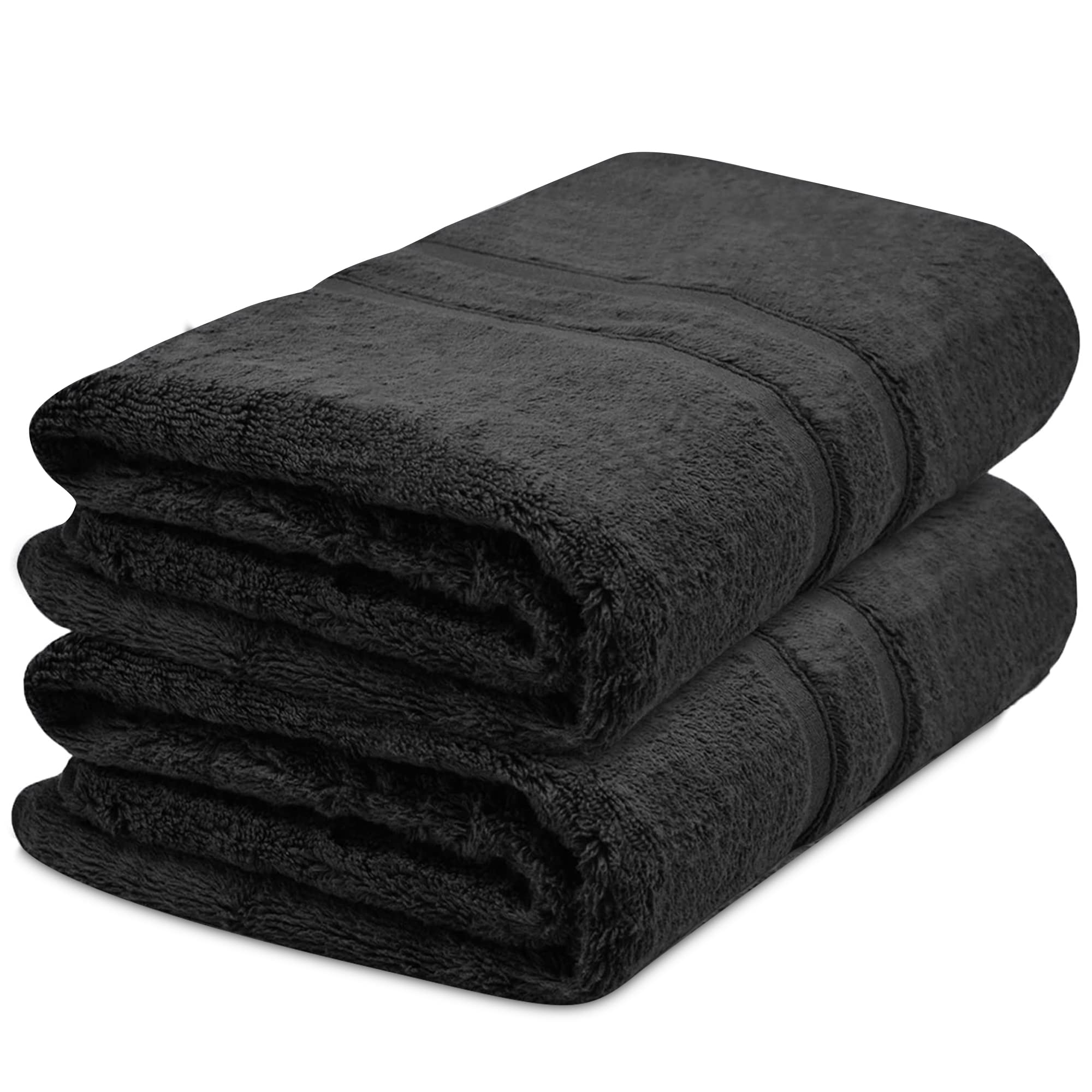 Towelogy® Pack of 2 Hand Towels for Bathroom Oeko-Tex Certified Eco-friendly 100% Egyptian Cotton Zero Twist Super Soft & Absorbent Multipurpose Use 50 x 80 cm (Black Noir, 2)
