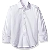 Isaac Mizrahi Boys Button Down Shirt | Long Sleeve French Cuff 100% Cotton Formal Dress Shirt