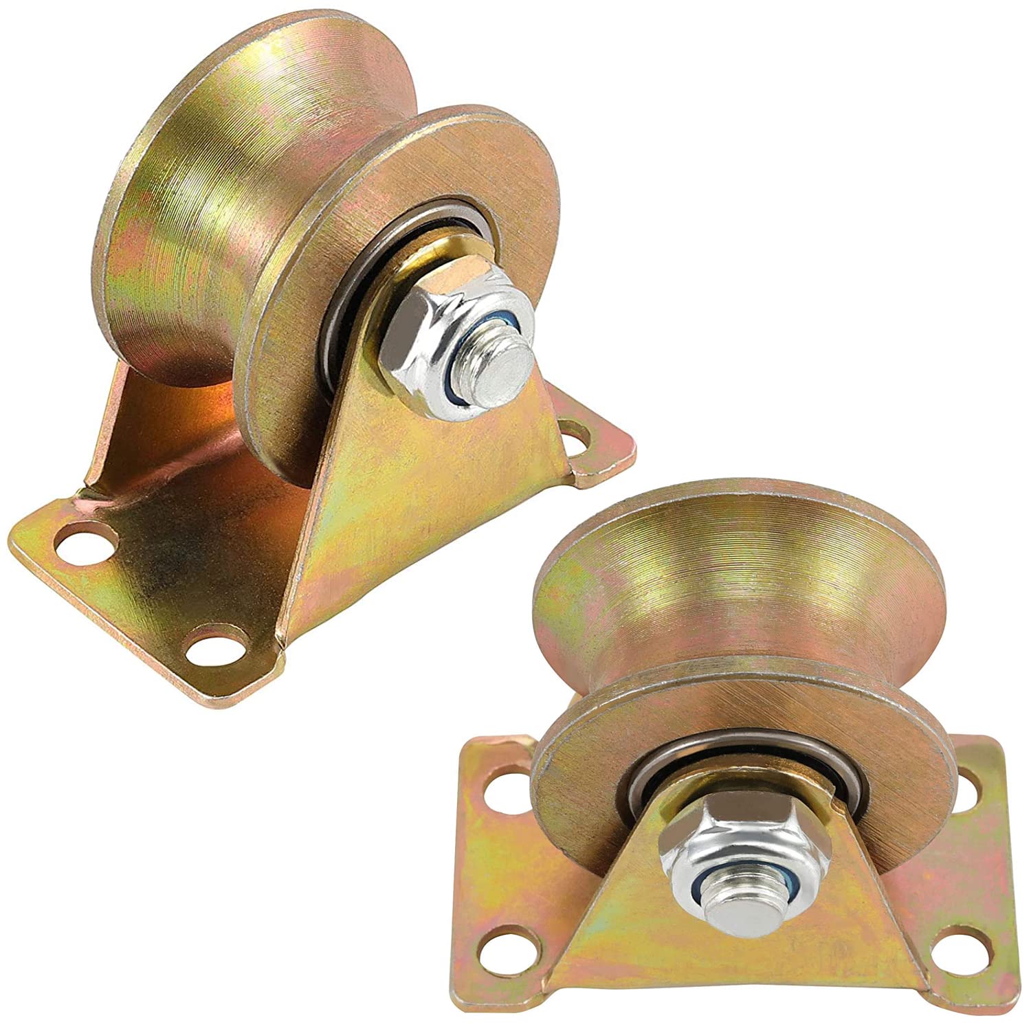 Photo 1 of Lyplus Load Capacity 1102lbs 3-Inch U-Groove Caster Wheels with Bracket - Perfect for Inverted Gates, Heavy-Duty Machines, and Wire Rope Rails (2 Pack) ?