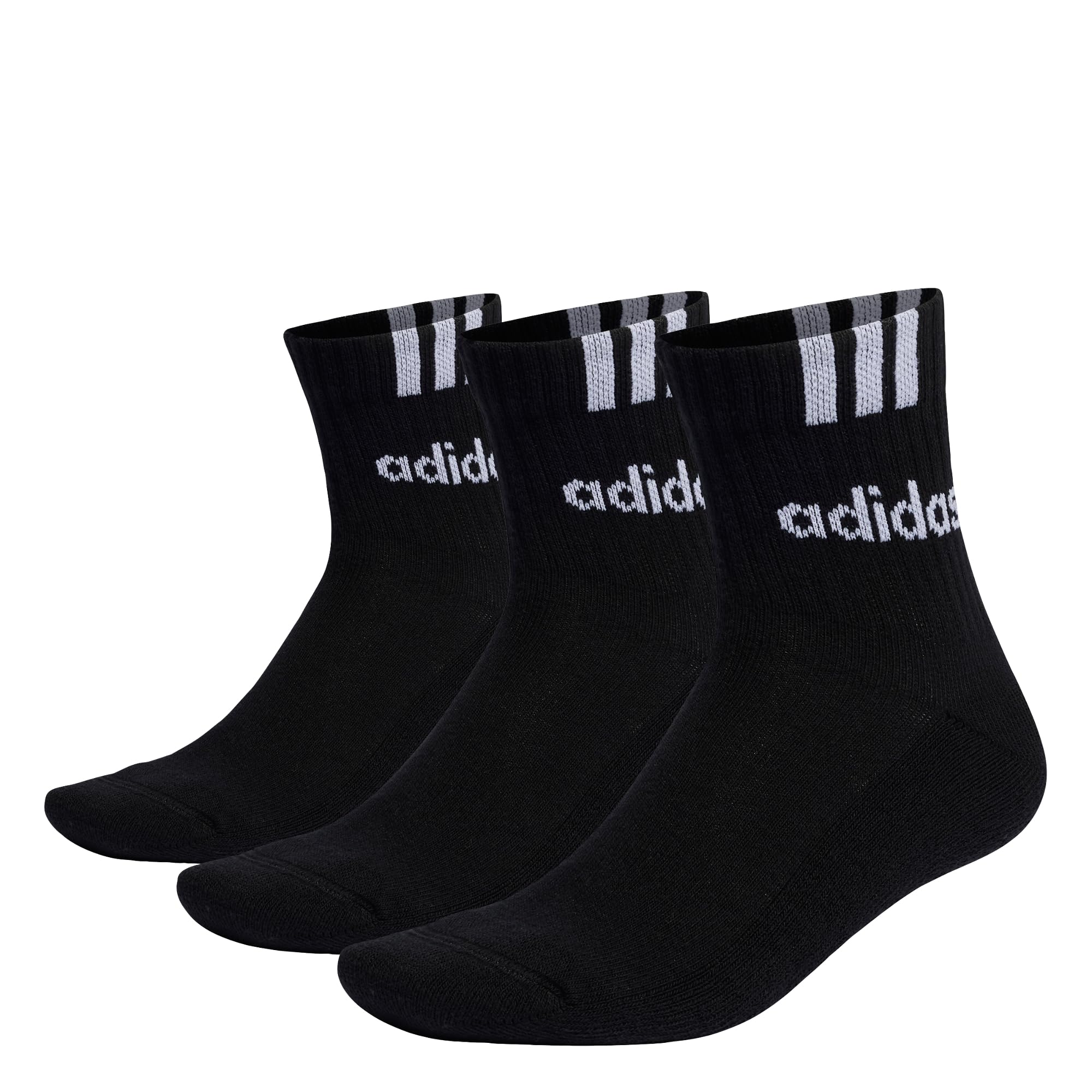 adidas Unisex 3-stripes Linear Half-crew Cushioned Socks 3 Pairs Socks