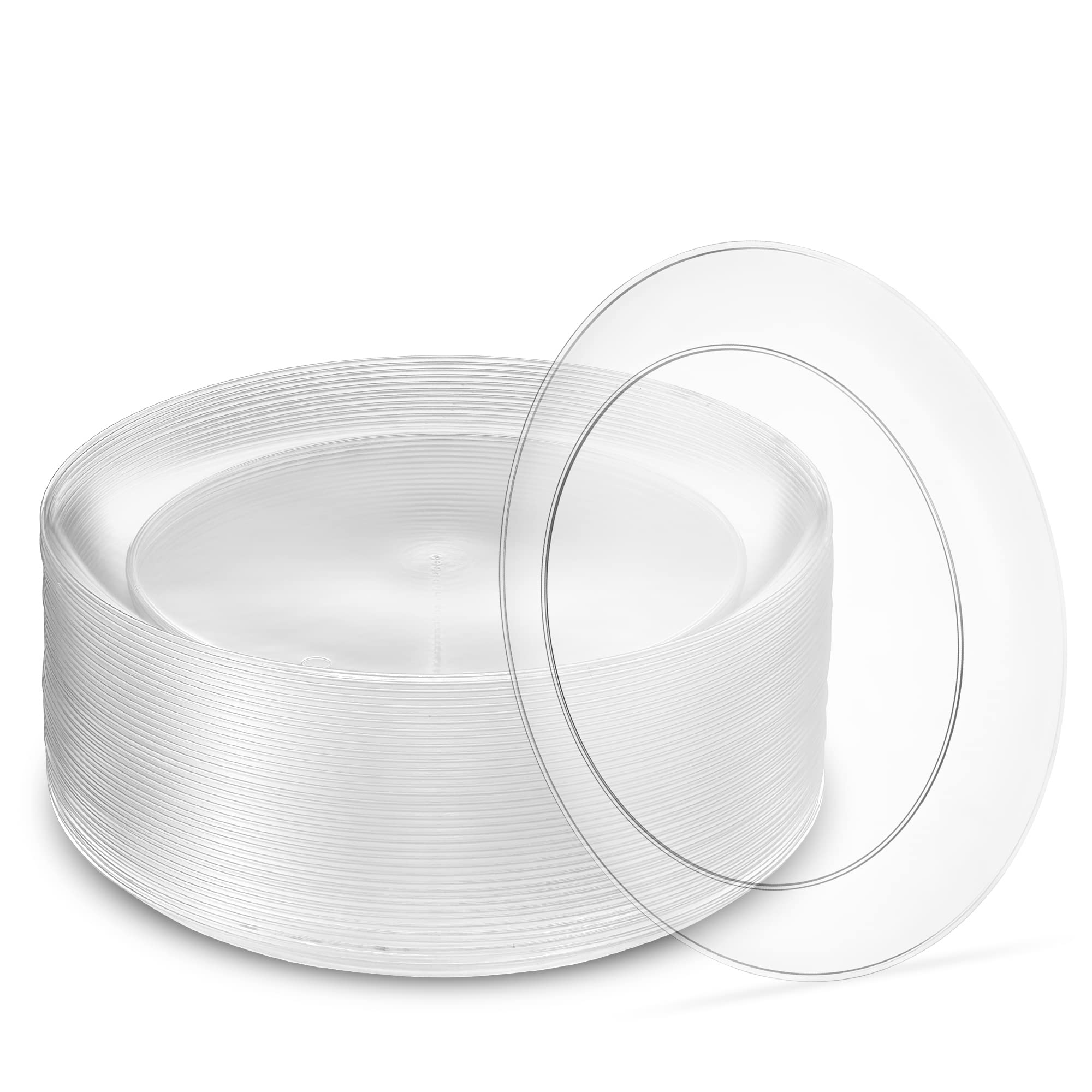 Photo 1 of [9'' 80 Pack] 9'' inch Premium Heavy Weight Crystal Clear Classy Disposable hard Plastic Entree plates