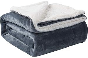 NANPIPER Sherpa Blanket Warm Blankets for Winter Super Soft Fuzzy Flannel Fleece/Wool Like Reversible Velvet Plush Couch Blanket Lightweight(Grey Throw Size 50"x60")