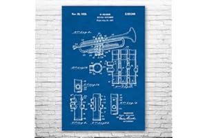 PATENT EARTH Trumpet Poster Print, Trumpet Design, Jazz Art, Music Class Decor, Music Teacher Gift, Trumpet Decor, Marching Band Gift Blueprint (11 inch x 14 inch)