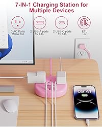 Pink Extension Cord with Surge Protected 1080J - 5