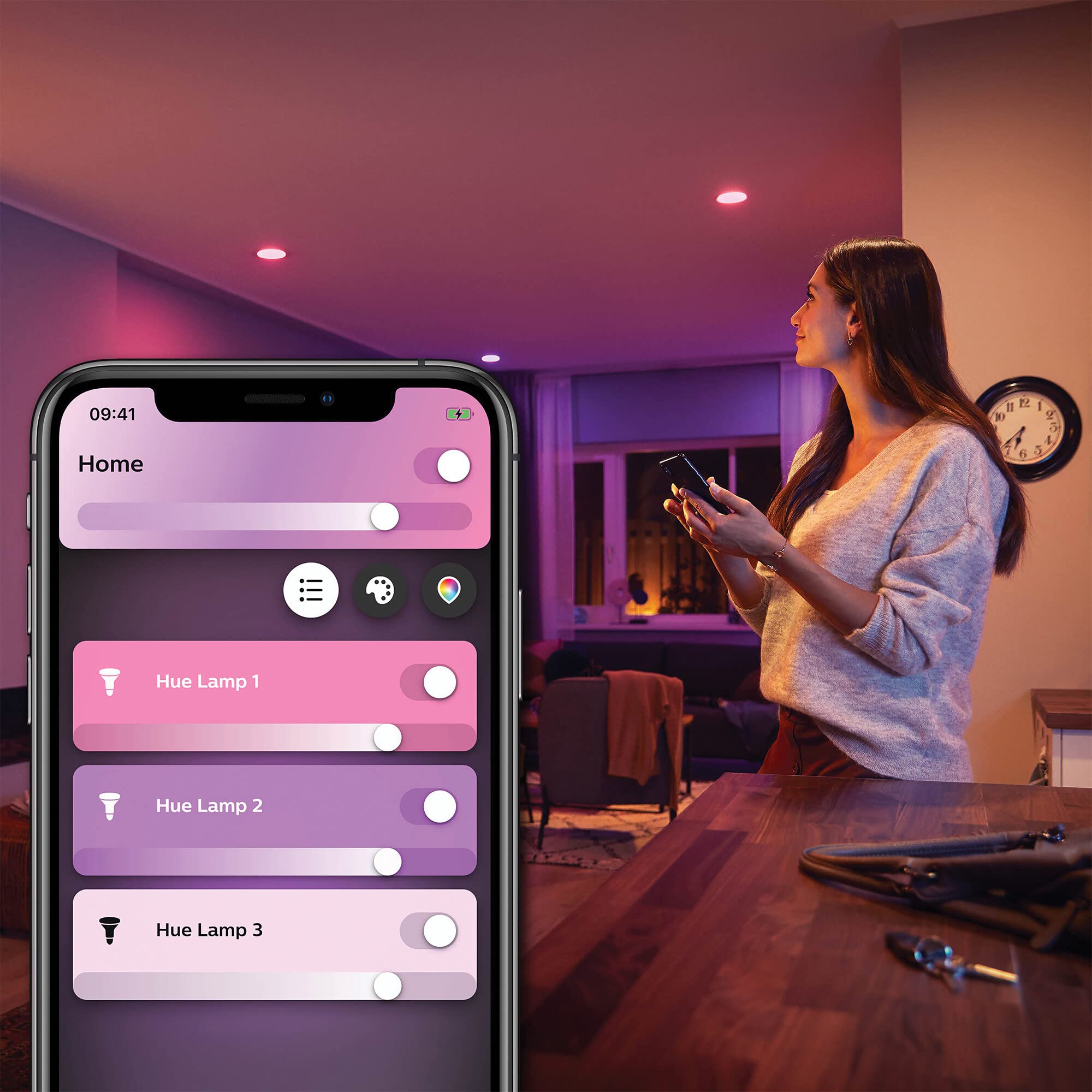 Philips Hue White & Color Ambiance GU10 LED Spot 3er Pack (350 lm), dimmbare LED Lampen für das Hue Lichtsystem mit 16 Mio. Farben, smarte Lichtsteuerung über Sprache und App 8