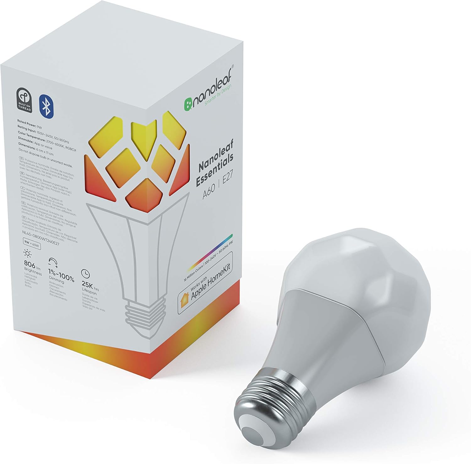 Nanoleaf Essentials Smart Bulb E27 White (NL450800WT240E27) Amazon