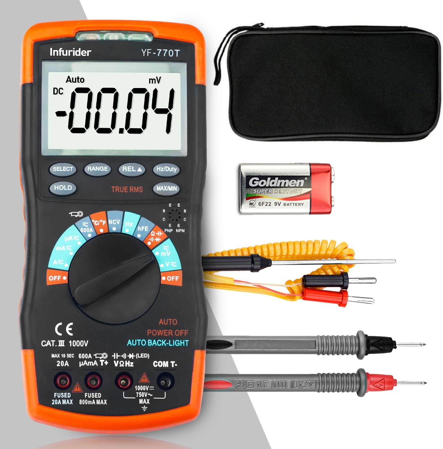 Infurider Digital Multimeter YF770T 6000 Counts TRMS DMM CATIII 1000V