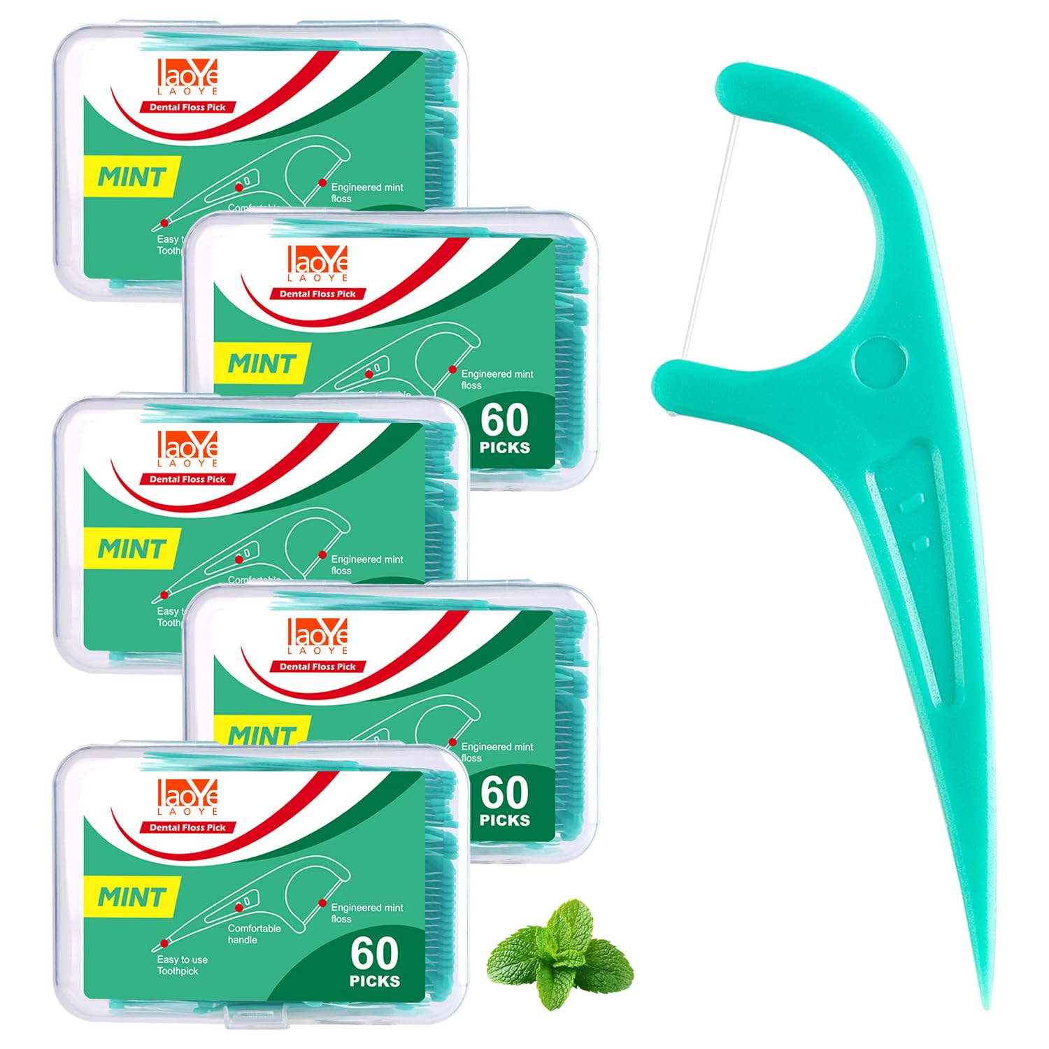 300 Pcs Dental Floss Sticks 2 in 1 Dental Floss Picks Dental Floss Toothpick, Disposable Toothpicks Teeth Cleaning with 5 Portable Storage Cases for Travel Home Office, Keep Your Mouth Fresh and Clean