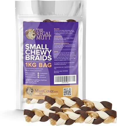 The Regal Mutt Small Braid Chews 1kg Bag - Natural Rawhide Dog Treat