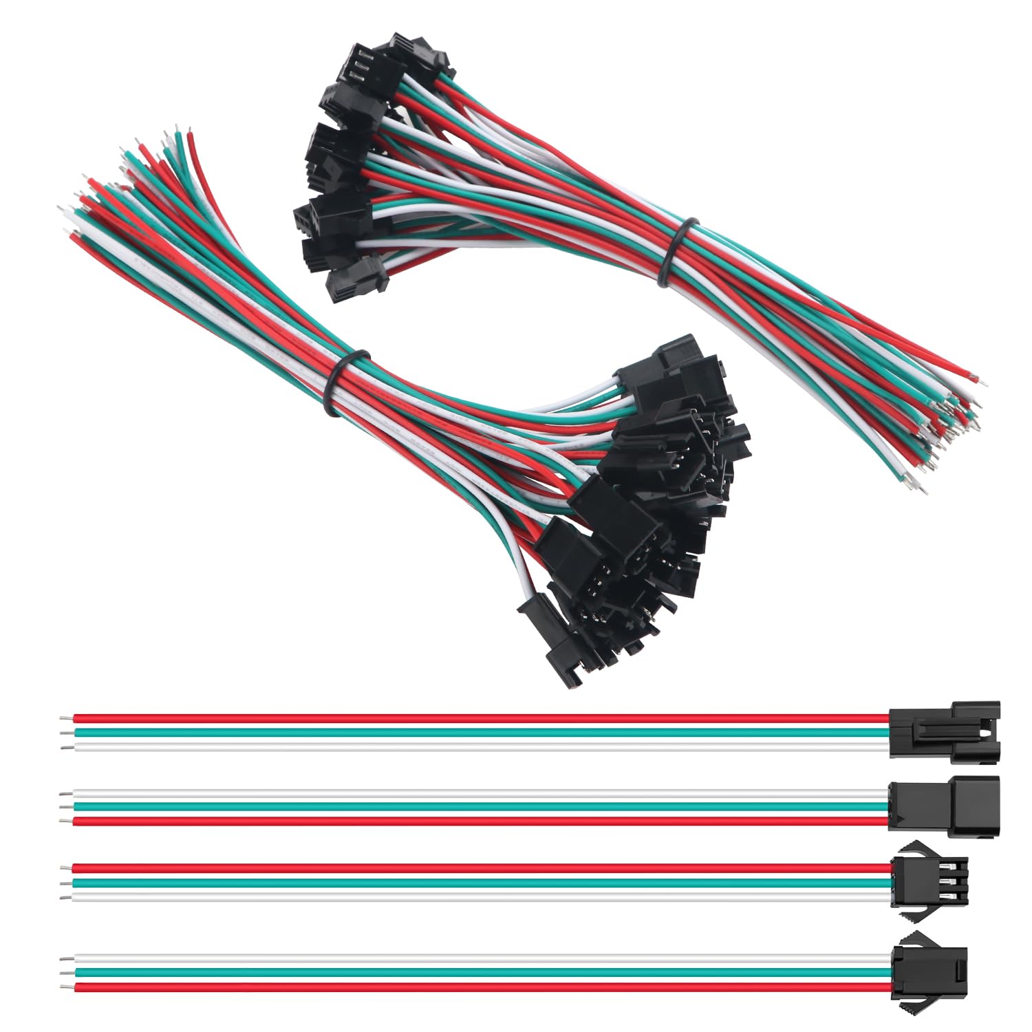 Lyeteung 20 Pairs Mini Micro JST-SM Plug Connector, JST 3 Pin Micro Electrical Male and Female Connector Plug Wire Cable, with 150mm 22AWG Wire