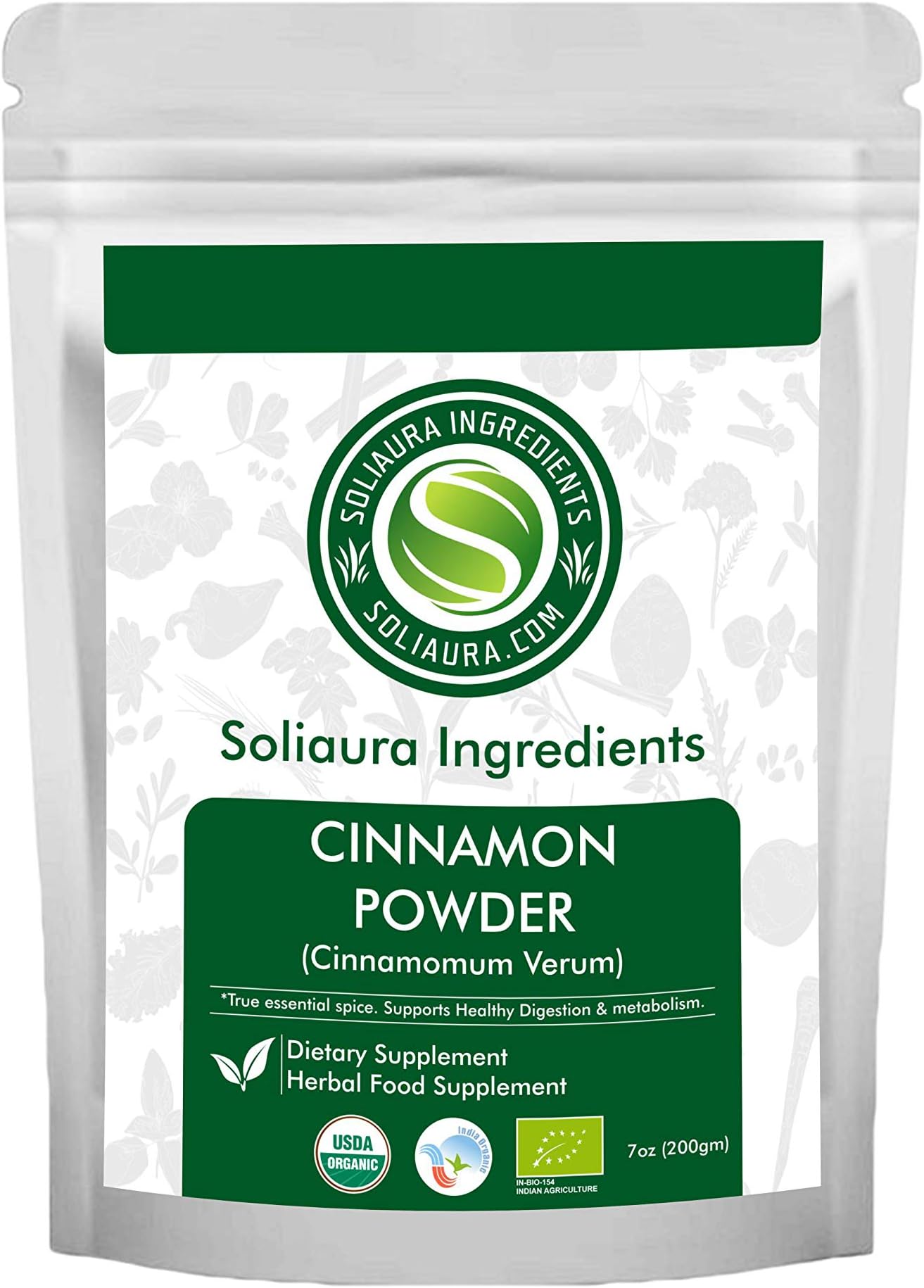 Soliaura Cinnamon Powder Dalchini Powder 200g 7oz Homemade Indian Cuisine Organically Grown 100% Pure & Natural Vegan & Non GMO
