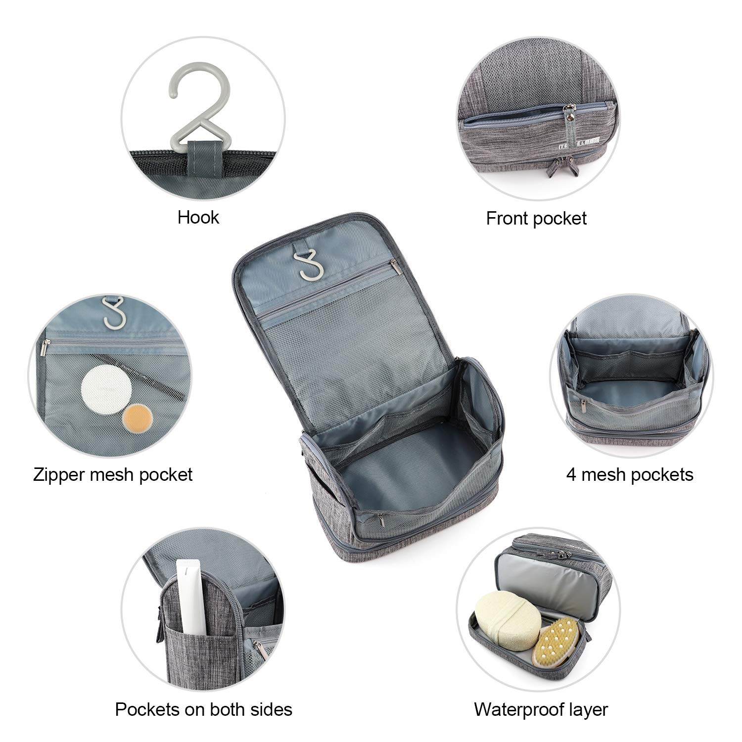 SENWOW Travel Hanging Toiletry Makeup Cosmetic Bag Waterproof Organizer for Men and Women Accessories Toiletry Kit with Dry and Wet Separation 2-Layer Design