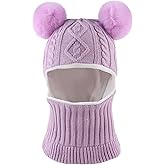 Winter Baby Knitted Hat Scarf Kids Boys Girls Hood Hats Toddler Earflap Beanie with Pompom