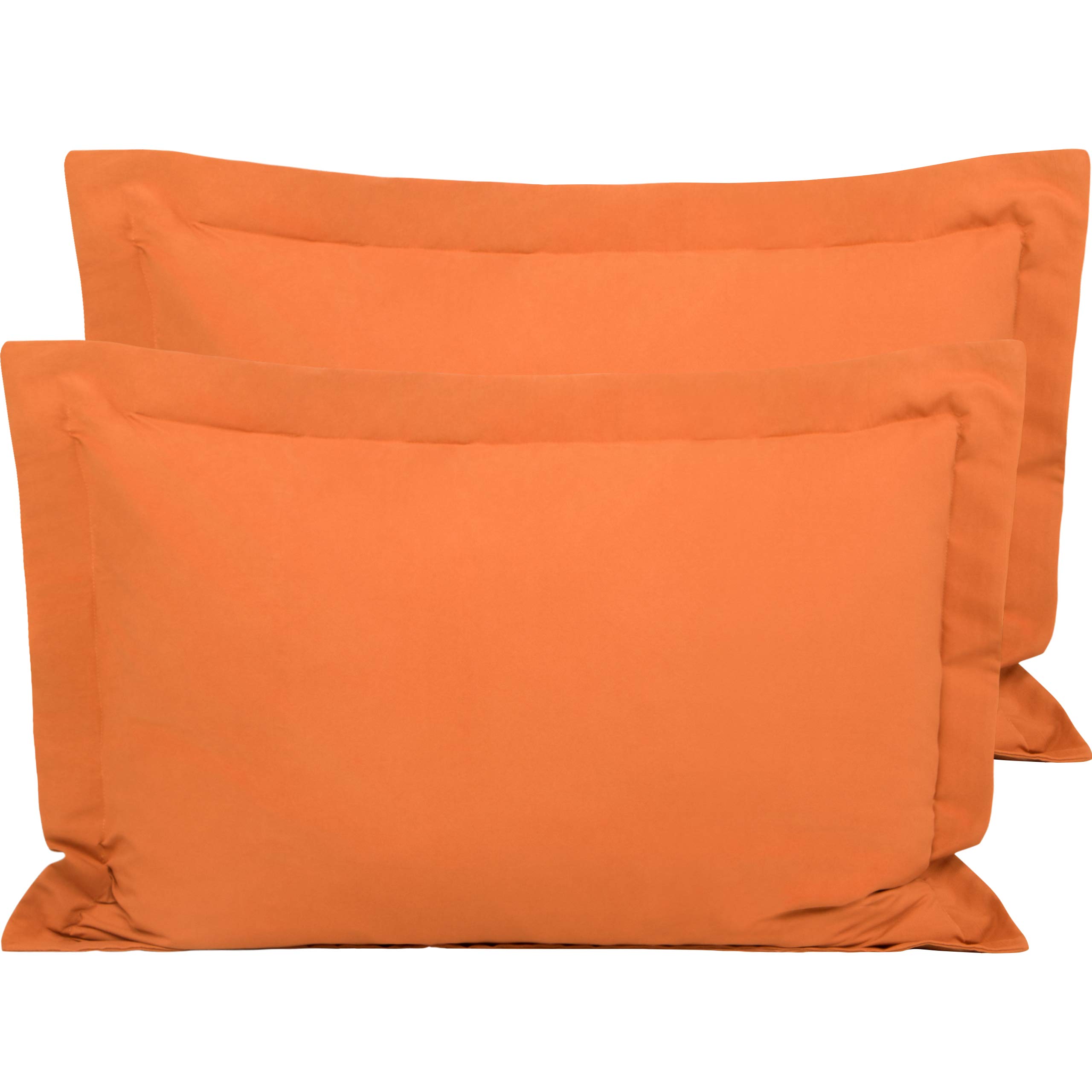 FLXXIE 2 Pack 100% Brushed Microfiber 1800 Oxford Pillowcases, Stain Fade and Wrinkle Resistant, Soft and Cozy King Oxford Pillow Cases | Hotel Quality Pillow Shams, Orange, 50x90 cm