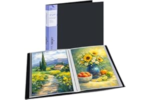 JJRING 11x17 Art Portfolio Folder with Plastic Sleeves, 24-Pocket Portfolio Binder Displaying 48 Pages, Presentation Book wit