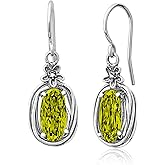 Jean Rachel Jewelry 925 Sterling Silver Dangle Earrings for Women - Floral Wire Wrap with Cubic Zirconia Vintage Design - Hypoallergenic, Lead & Nickel Free - Handcrafted Statement Earrings
