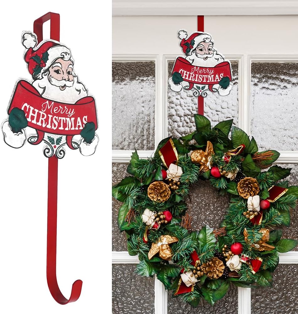 Wreath Hangers - All Chic Christmas Wreath Hangers for Front Door with Christmas Santa Hanger Hook for Christmas Decor Over The Door Wreath Hanger Front Door