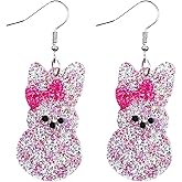 Easter Drop Acrylic Earrings Cute Bunny Egg Rabbit Colorful Flower Animal Dangle Spring Earrings for Women
