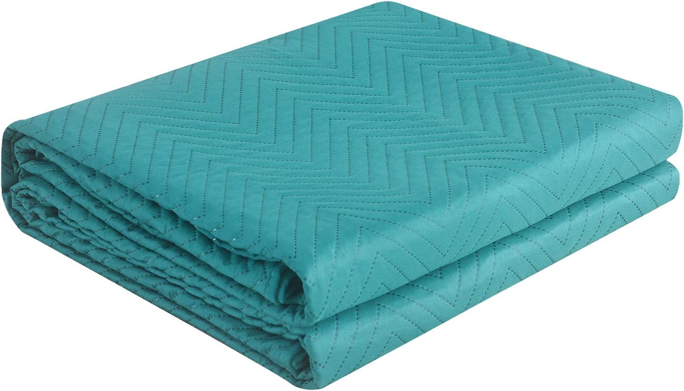 LITHER Bedspreads Queen Size Lightweight Oversized Quilt, Coverlet Waved Pattern Solid Color, Machine Washable, Teal, 86x96inch