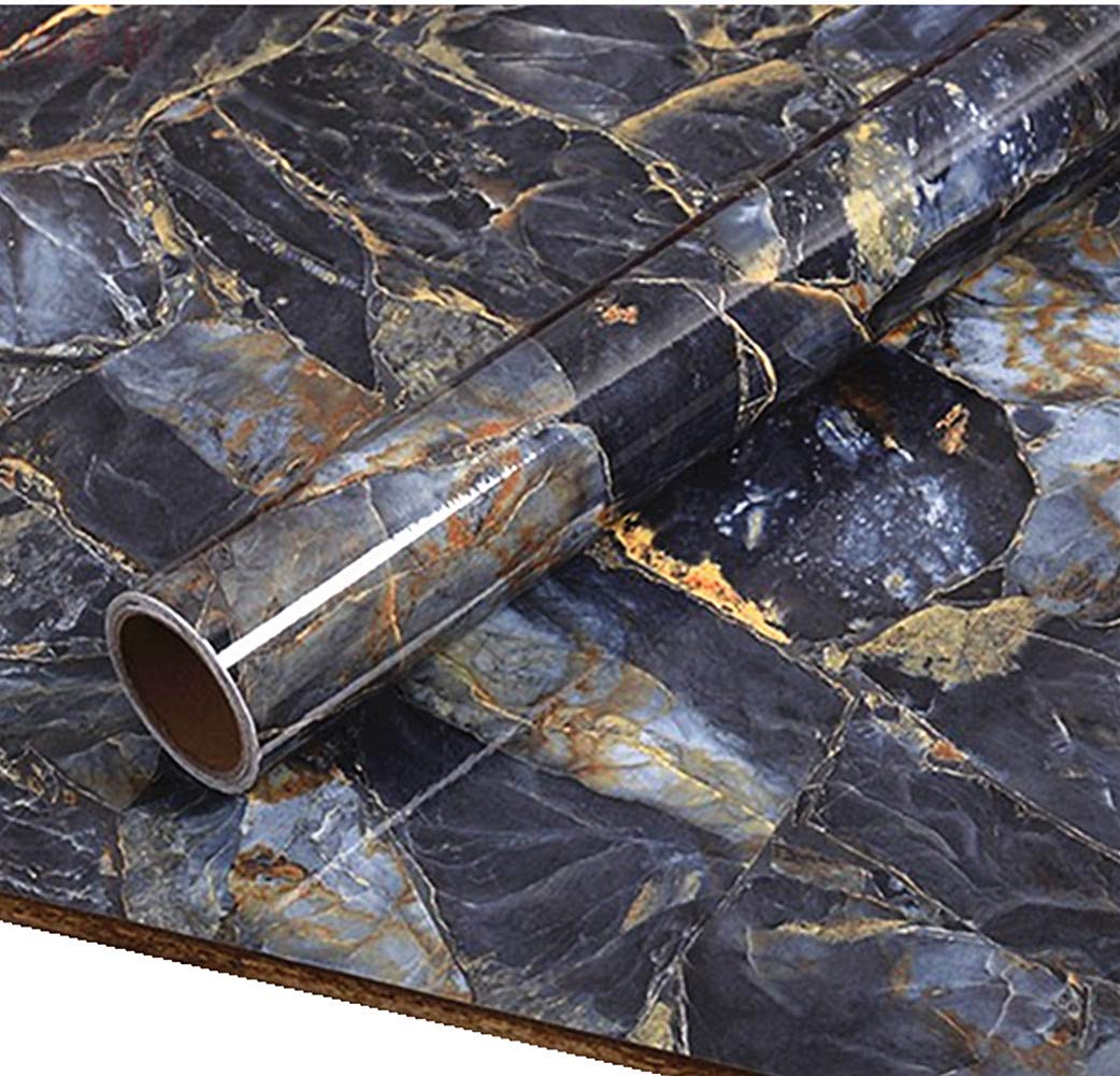 40cm X 200cm Elegant Blue Stone Marble Paper Peel Stick Granite Vinyl Wallpaper Film Kitchen Bathroom Countertop Sticker Furnitures Marble Sticky Back Plastic Roll