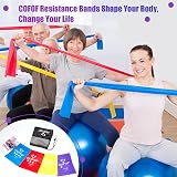COFOF Resistance Bands Set 4 Levels 1.8m with Carry Bag Yoga Pilates view 6