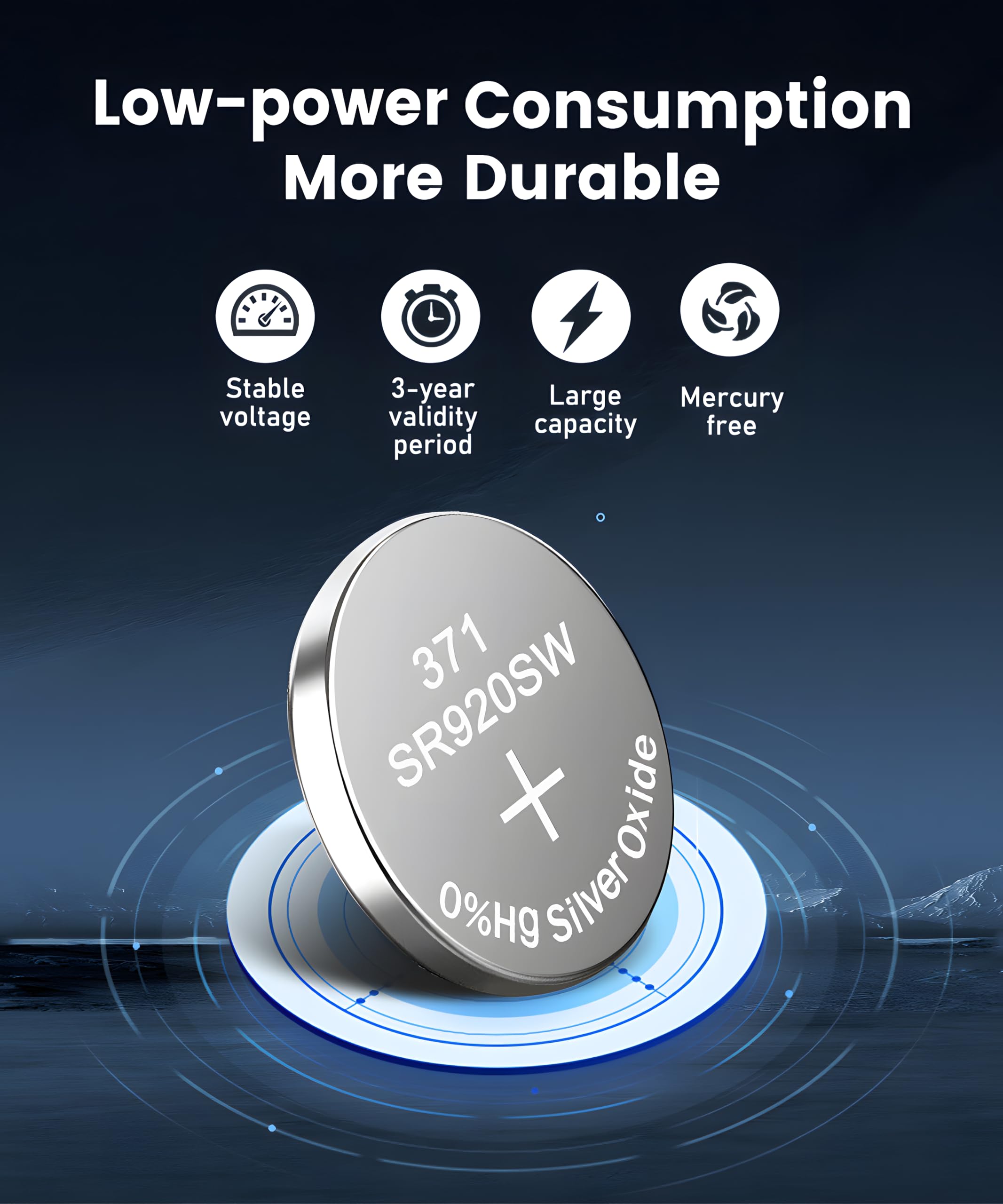 YKM 371 SR920SW Battery AG6 370 371 V371 1.55V Silver Oxide Batteries Replacement for Watch Button Coin Battery 20 Pack