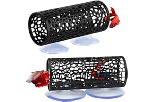 HINGTAI 2Pcs Black Betta Aquarium Decoration, Betta Fish Tank Accessories Decoration with Suction Cup, Hidden Decor Habitat Toys for Shrimp Breeding Small Fish Playing & Resting