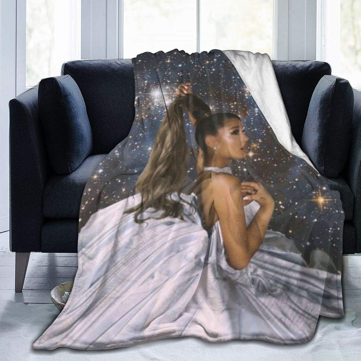 A-Riana Grande Throw Blanket Super Soft Bed Blanket Ultra-Soft for All Seasons Black 50"" x40