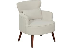 HOMCOM Accent Chair, Corduroy Upholstered Armchair with Solid Wood Legs and Lumbar Pillow, Living Room Chair with Thick Padde