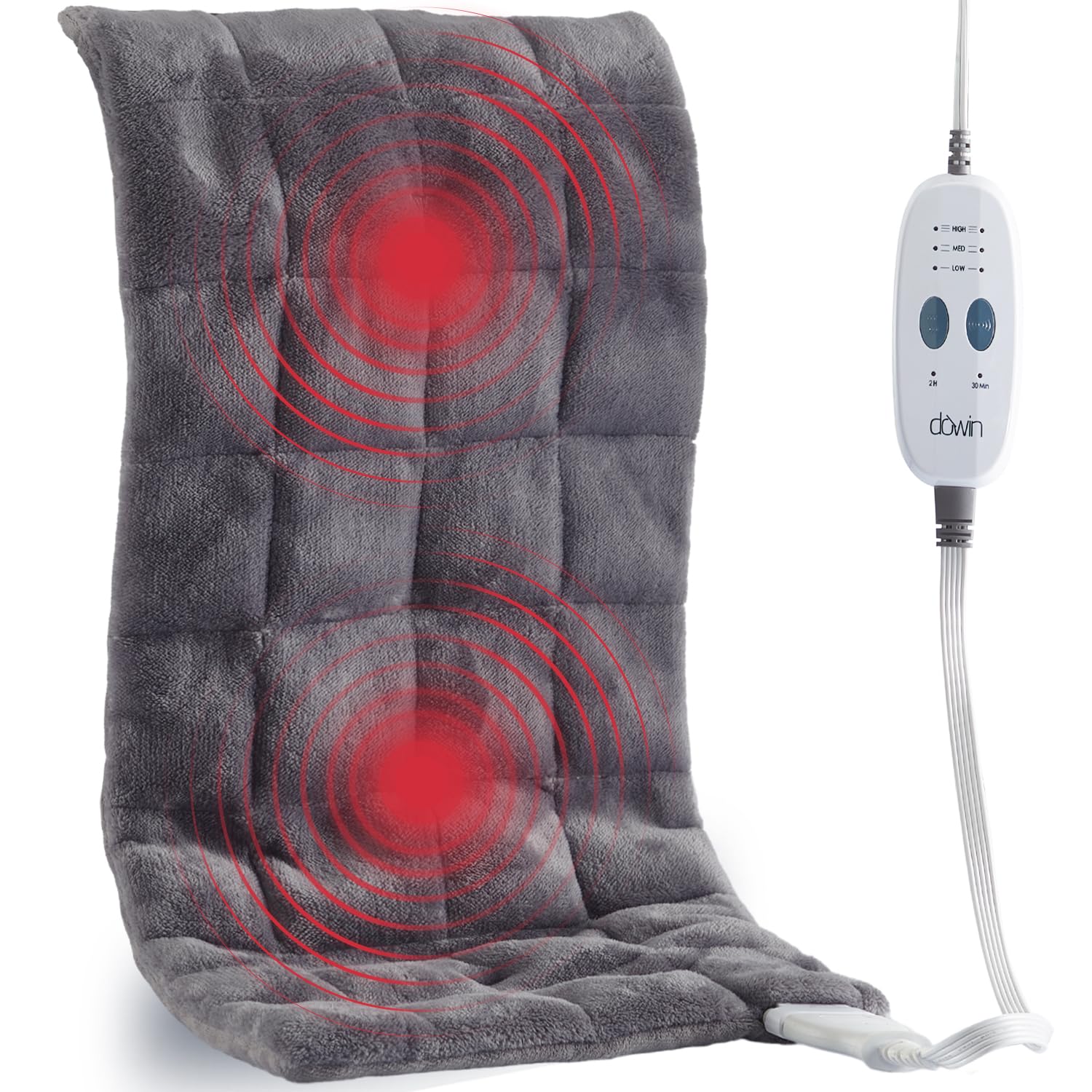 Photo 1 of Massaging Heating Pad for Back Pain Relief, Weighted Heating Pads for Neck/Shoulder/Leg with Massager 2.86Lbs Electric Heated Pad,3 Heat Levels,3 Vibration Settings, (12"x24" Grey)