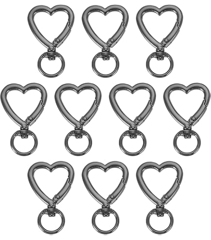 Uxcell Heart-Shaped Swivel Snap Hooks, Zinc Alloy Keyring Clips For Keychains, Lanyards, Bags (Rustproof)
