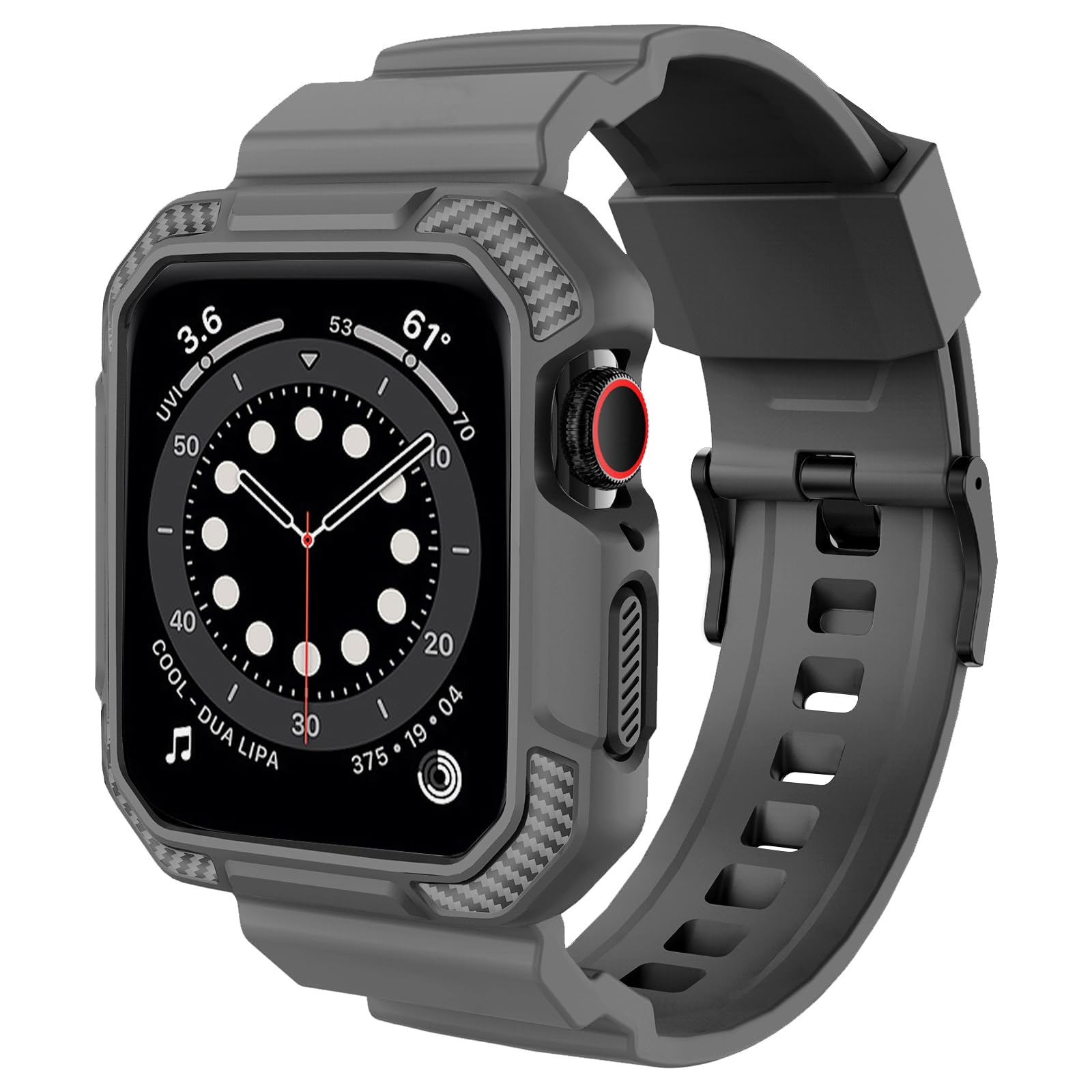 Photo 1 of OROBAY Rugged Band Compatible with Apple Watch Band 45mm/44mm/42mm with Case, Shockproof Strap for iWatch SE3 SE2 SE Series 9/8/7/6/5/4/3/2/1 with Bumper Case Cover Men Women, Light Gray