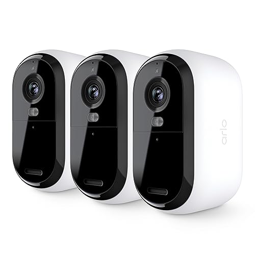 Arlo Essential Security Camera 2K | Outdoor - Indoor | 2nd Gen | Wireless with Spotlight, 2-Way Audio, Color Night Vision, Live Stream, Motion Activation, Real Time Notifications - White, 3 Cameras