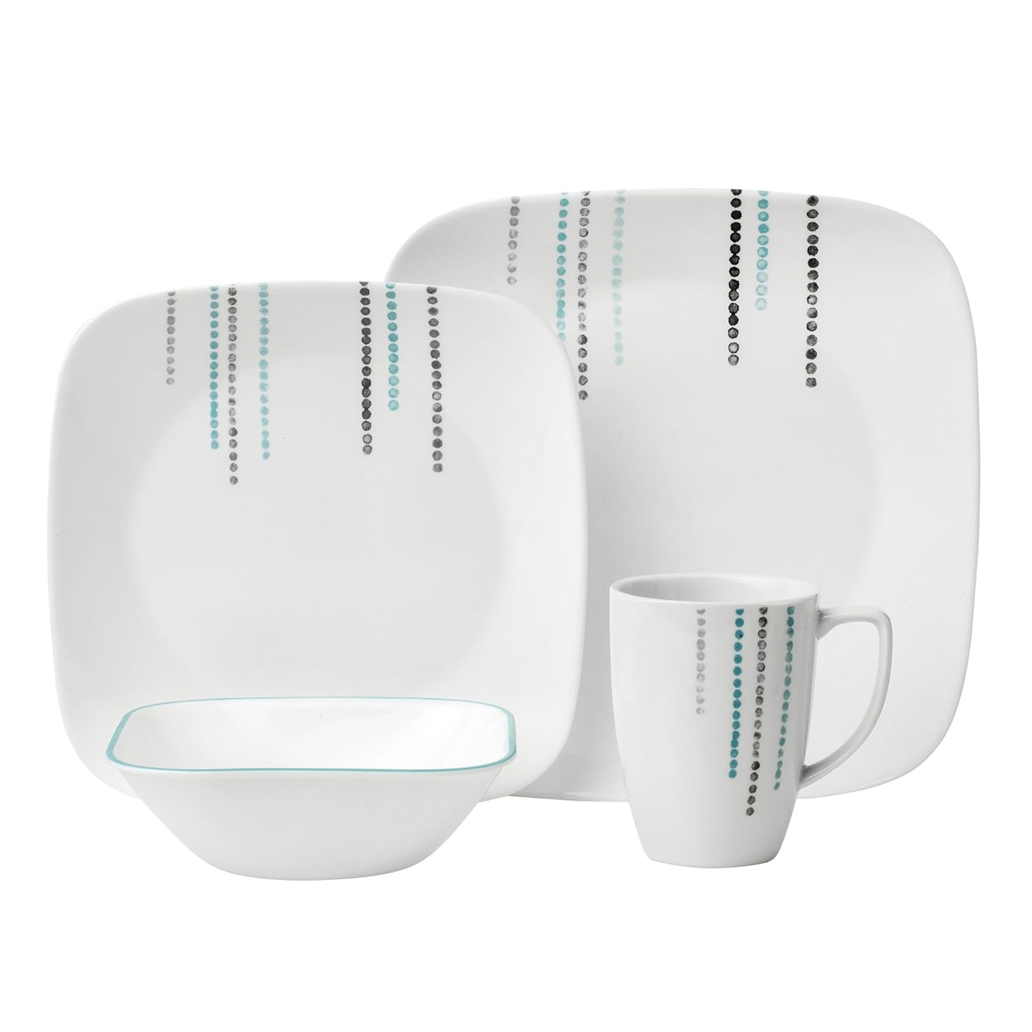 Corelle 16Piece Raindrops Square Dinnerware Set, White Amazon.ca