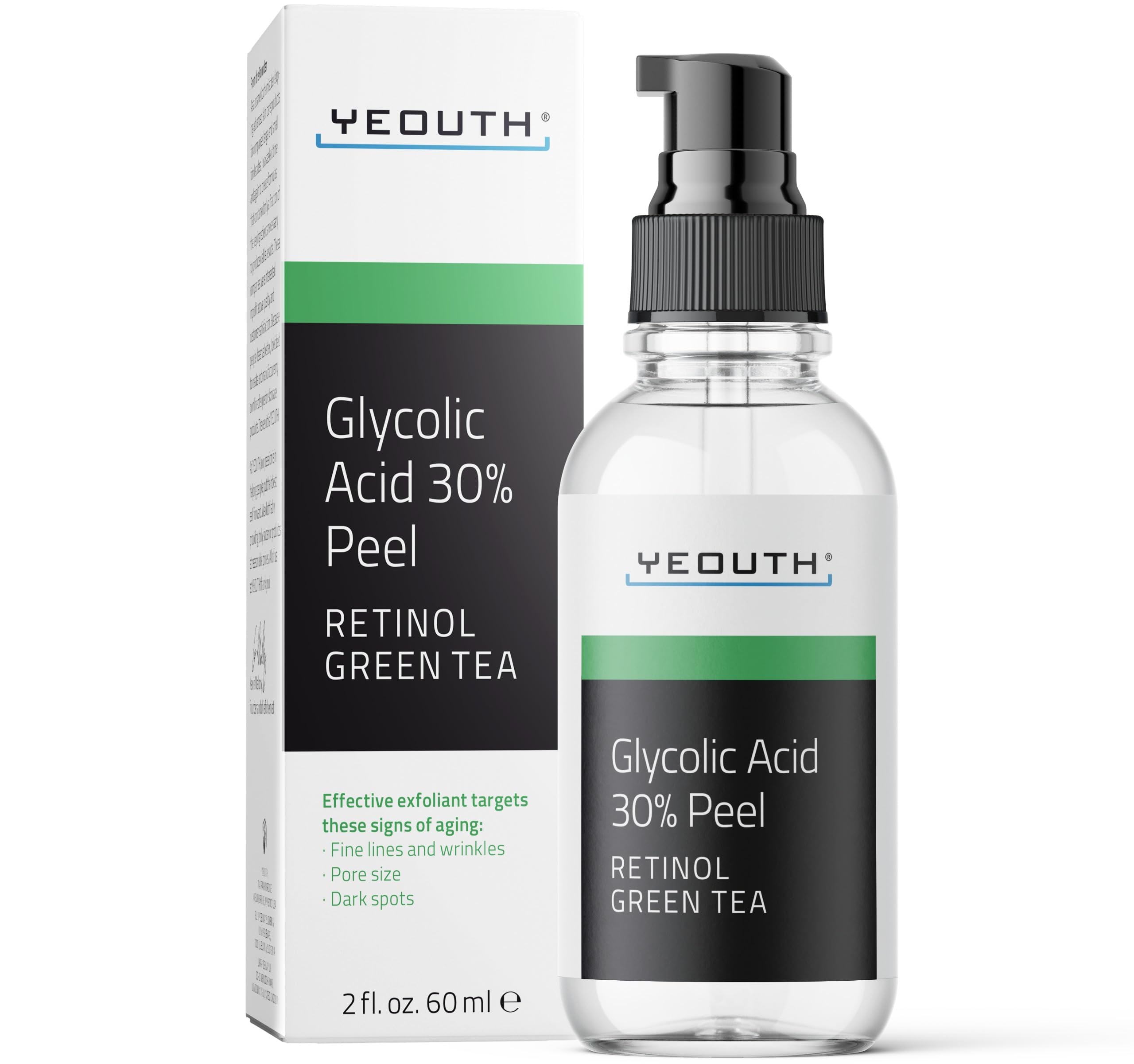 YEOUTH Glycolic Acid Peel for Face, At Home Exfoliator Aha 30% Glycolic Acid Face Peel with Retinol, Designed to Refresh & Smooth the Appearance of Skin 60ml