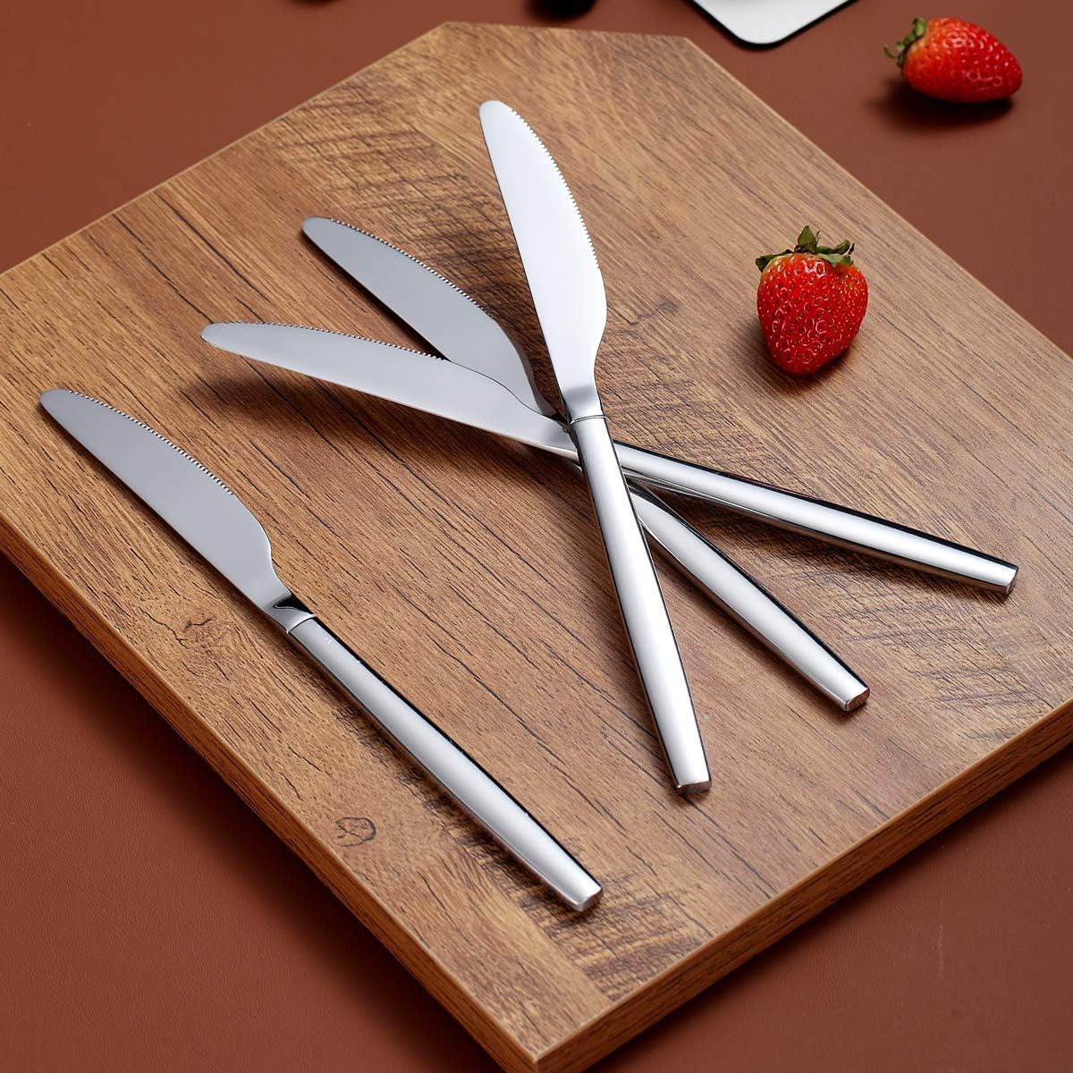 Berglander Dinner Knives Set Of 6, Stainless Steel Shiny Modern Dinner Knife, Butter Knife Table Knives Dishwasher Safe: Kitchen & Dining